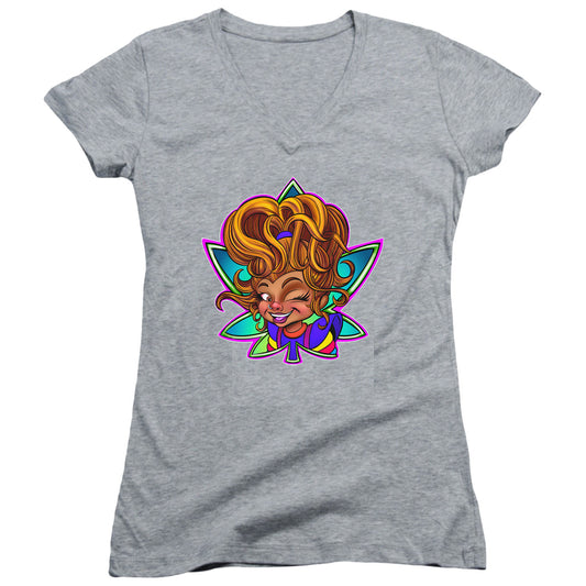 Stuck in the Tree Wink Grey Juniors V Neck T Shirt
