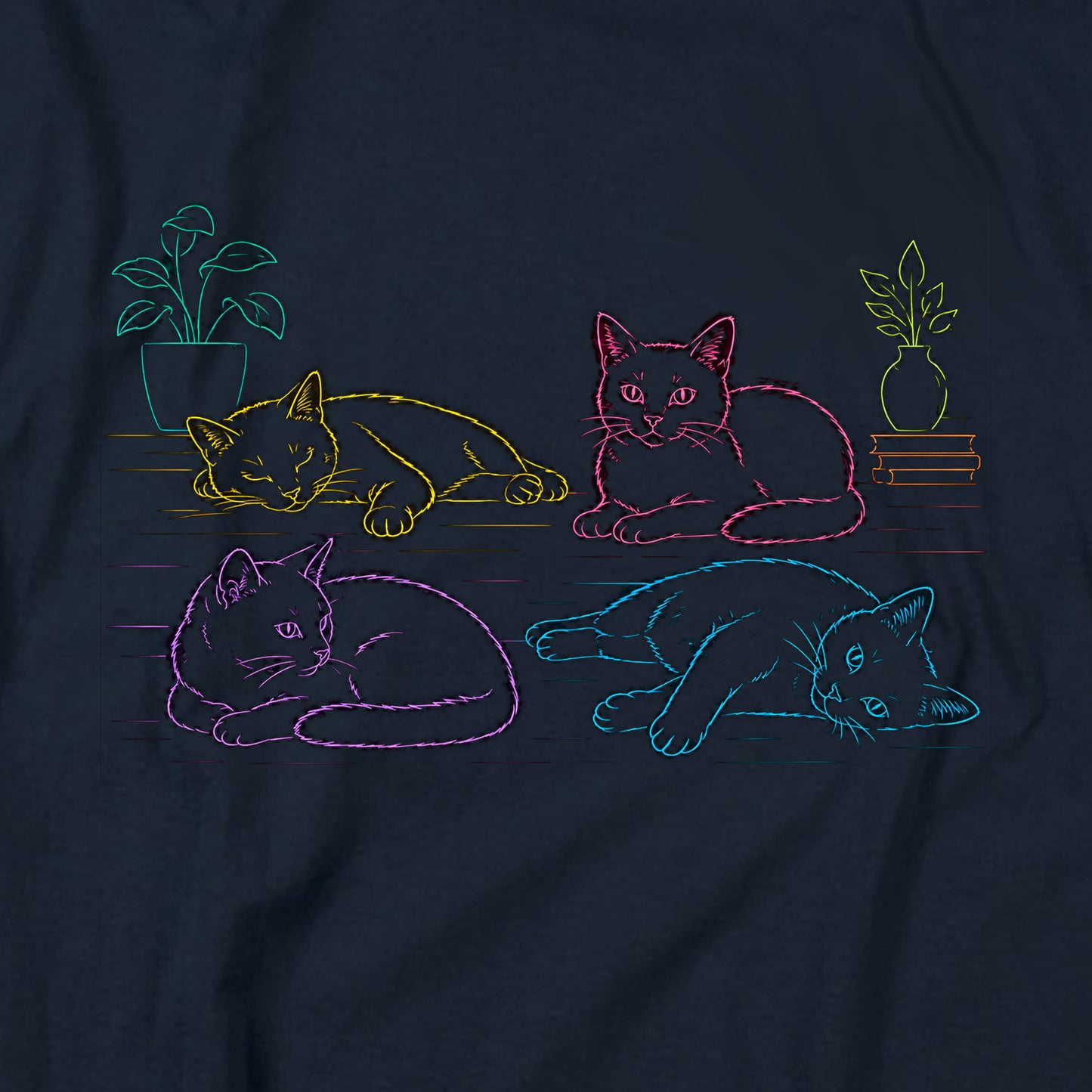 Neon Cats T Shirt